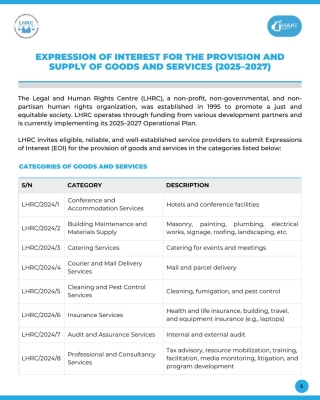 EXPRESSION OF INTEREST FOR THE PROVISION AND SUPPLY OF GOODS AND SERVICES (2025-2027)