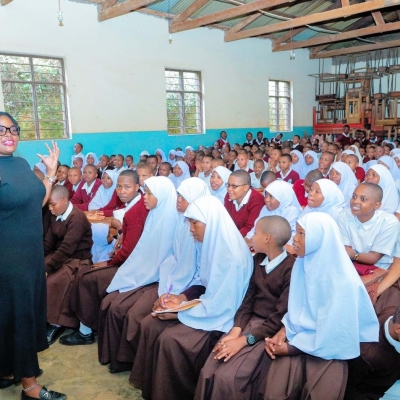LHRC Officer empowering Lushoto Secondary School students on Human Rights issues in Lushoto, Tanga region, 2024.