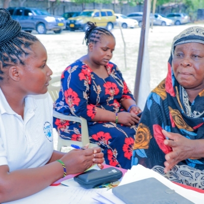 LHRC Officer providing legal aid services to the women during commemoration of  International Women's Day at Bagamoyo District, 2023