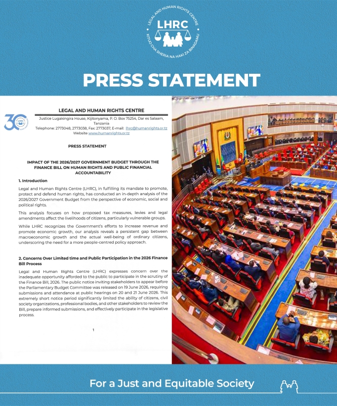 LHRC Raises Concerns Over Human Rights Risks in the 2026/2027 Government Budget Through Finance Bill